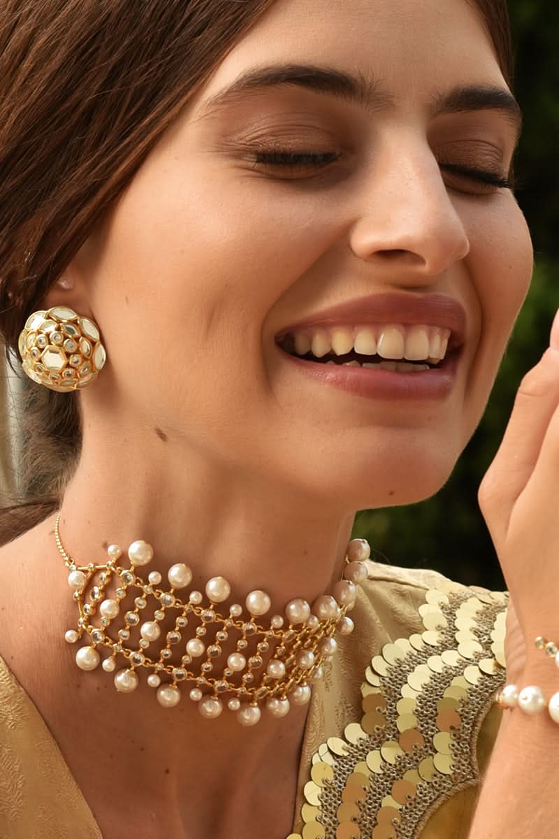 Crystal Pearl Tassel Choker - Image 5