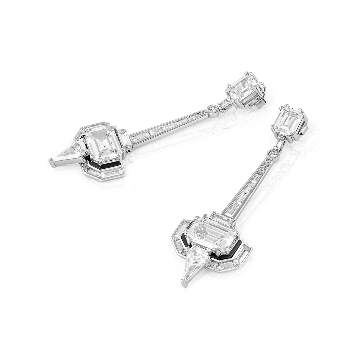 Luxe Enamel CZ Dangler Earrings - Image 3