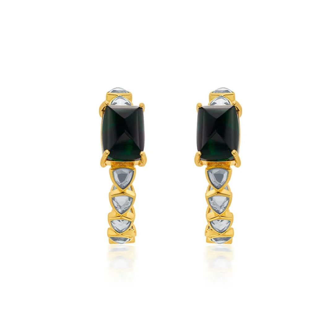 Ruhaniyat Hydro Emerald & Mirror Hoops - Image 3