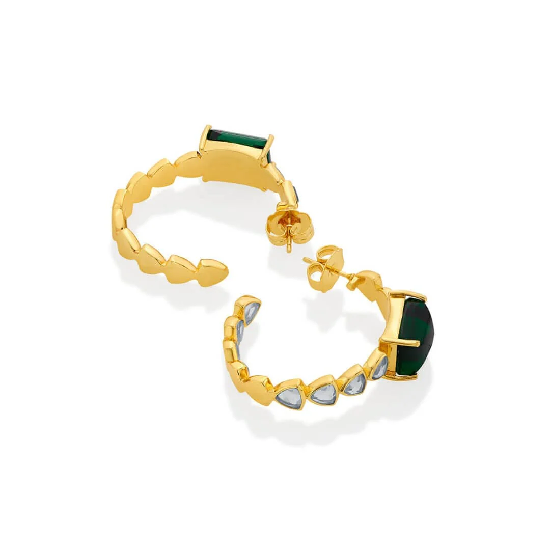 Ruhaniyat Hydro Emerald & Mirror Hoops - Image 4