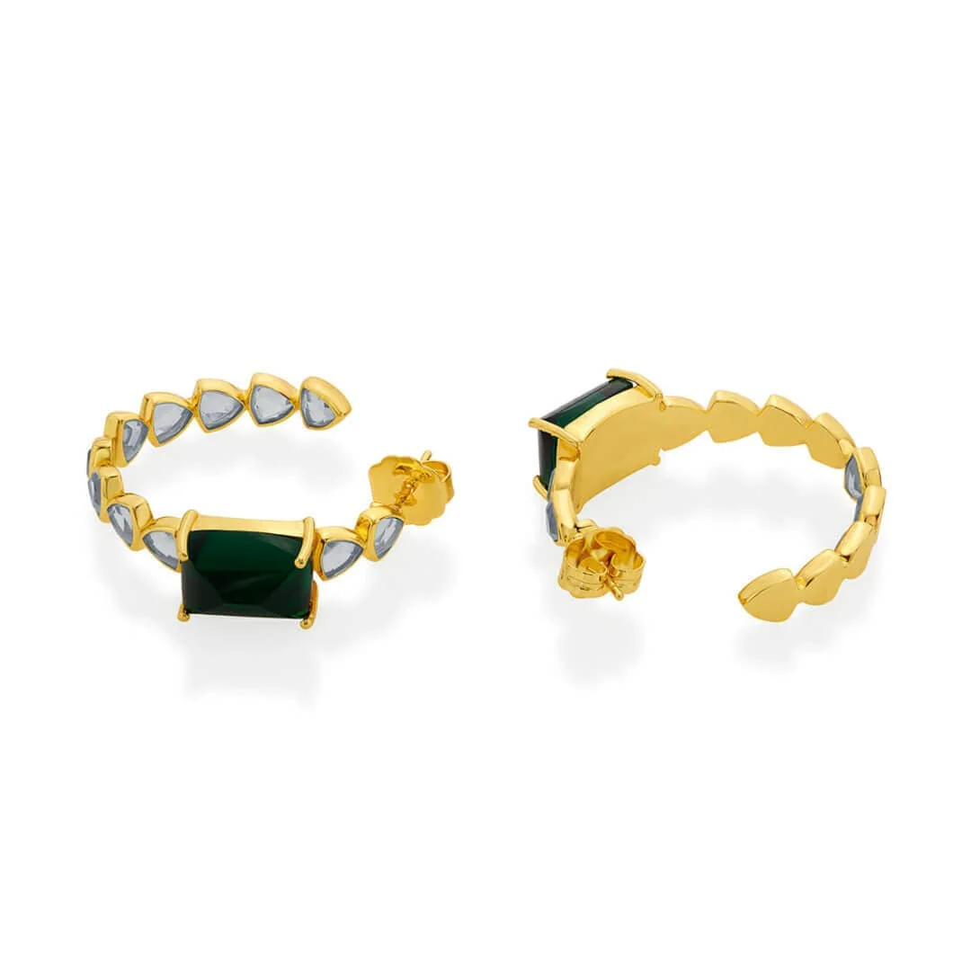 Ruhaniyat Hydro Emerald & Mirror Hoops - Image 5