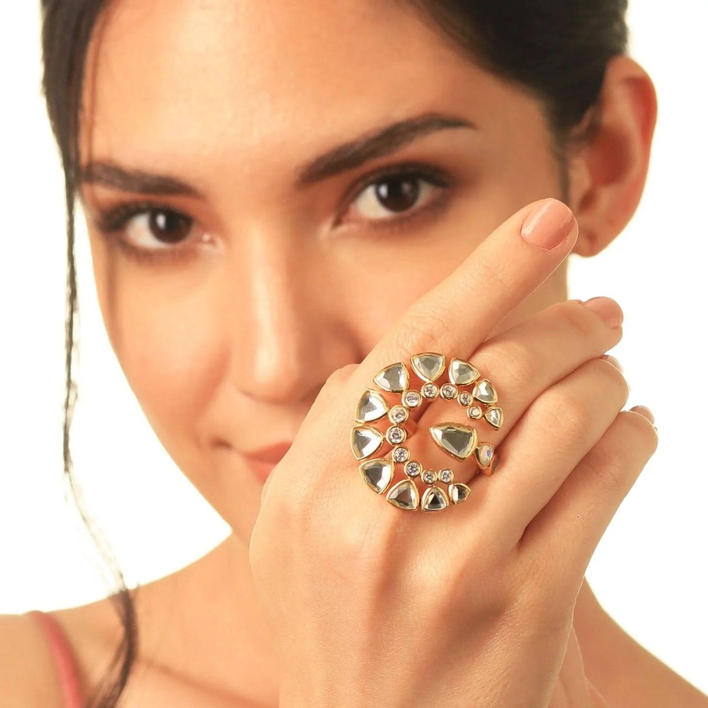 Sanjana Sanghi Jugni Mirror Open Statement Ring - Image 10